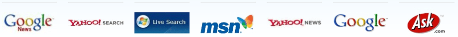 Google News, Yahoo Search, Live Search, msn, Yahoo News, Google, Ask.com